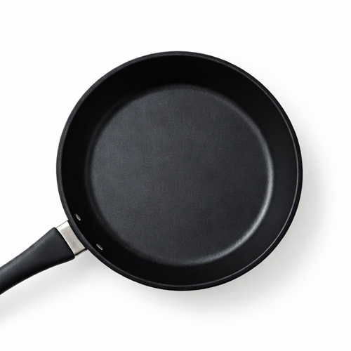 Non-stick frying pan with black handle